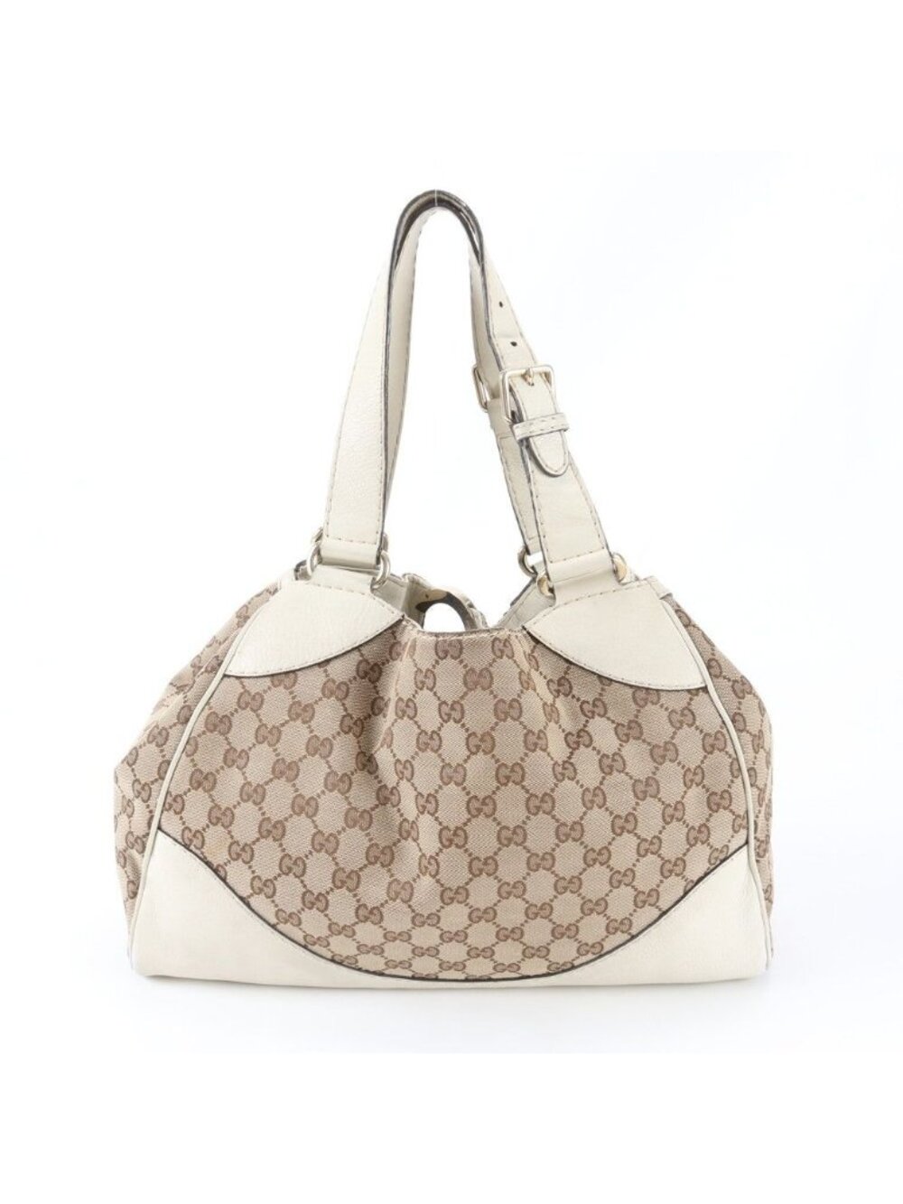 Gucci GG Canvas Logo Leather Tote Shoulder Hand - Picture 3 of 9